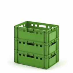 Ящик пластиковый для мяса Е2 (глубокой заморозки), 600х400х200 мм, зеленый