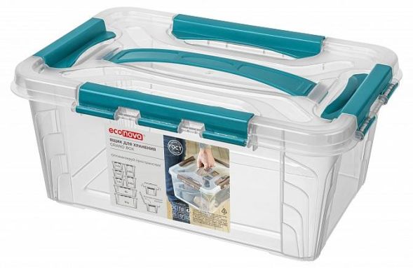 Ящик для хранения универсальный с замками и ручкой Grand box, 4,2л, голубой