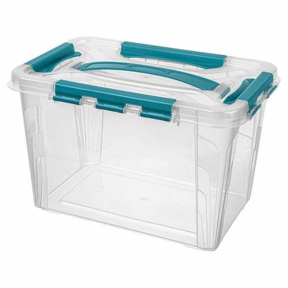 Ящик для хранения универсальный с замками и ручкой Grand Box, 6,65л, голубой