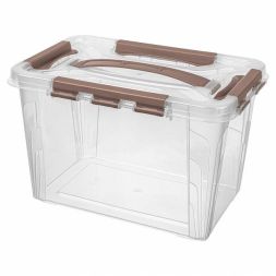 Ящик для хранения универсальный с замками и ручкой Grand box, 6,65л, коричневый