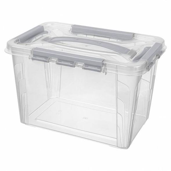 Ящик для хранения универсальный с замками и ручкой Grand box, 6,65л, светло-серый