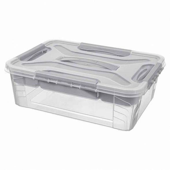Ящик для хранения универсальный со вставкой-органайзером Grand box, 10л, светло-серый