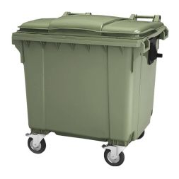 Контейнер для мусора ТБО/ТКО на колёсах с крышкой, 1100л, зеленый