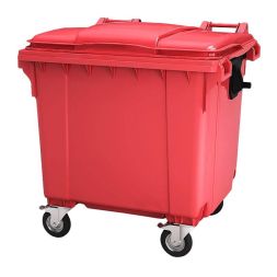 Контейнер для мусора ТБО/ТКО на колёсах с крышкой, 1100л, красный