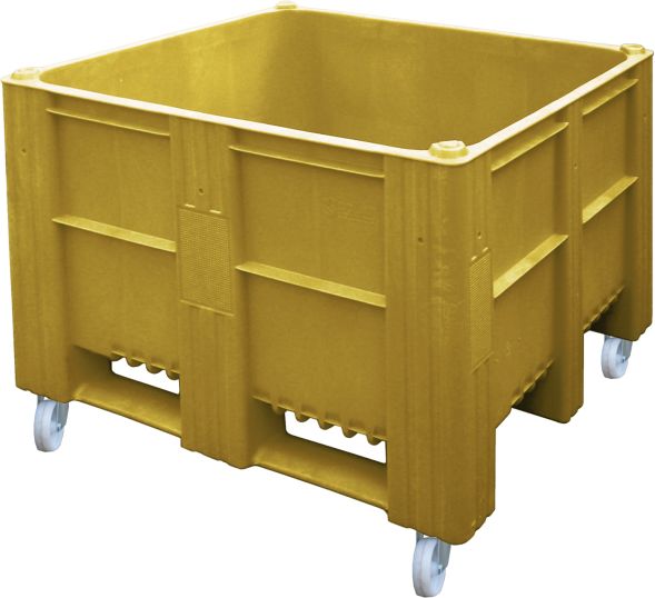 BoxPallet 1200х1000х900 мм сплошной на колесах желтый