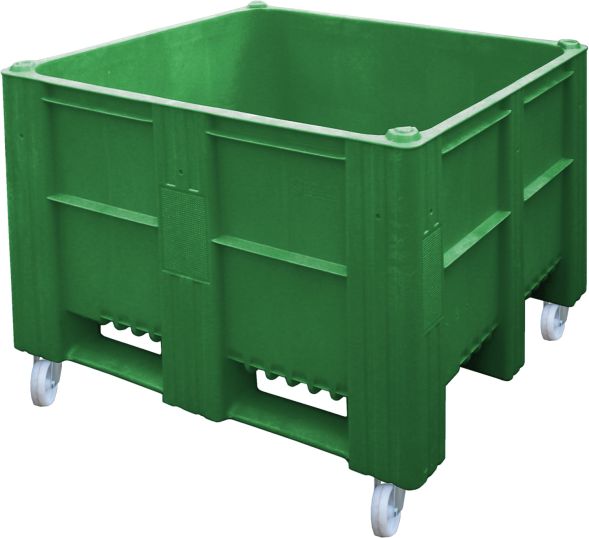 BoxPallet 1200х1000х900 мм сплошной на колесах зеленый