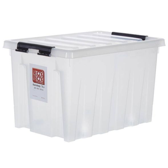 Контейнер с крышкой и клипсами Rox Box Original, 70 л, 580x390x360 мм, прозрачный [070-00.07]
