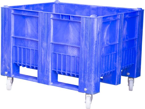 Пластиковый контейнер сплошной на колесах BoxPallet C-Box 1210 SW, 1200х1000х900 мм, синий