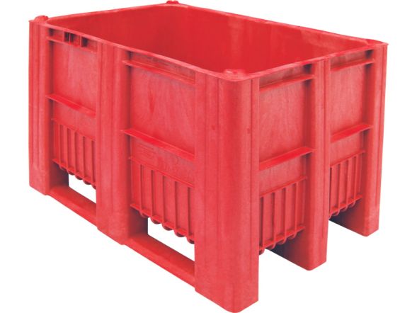 Пластиковый контейнер сплошной на полозьях BoxPallet C-Box 1208 S, 1200х800х740 мм, красный