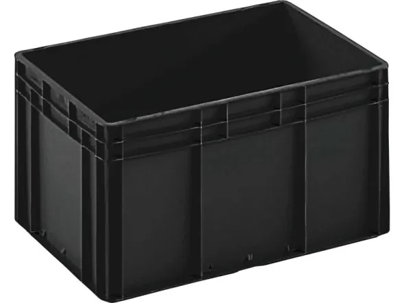 Евроконтейнер пластиковый сплошной ЕС 6432.2 R, 600x400x320 мм, 63 л, черный
