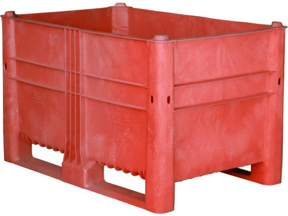 Контейнер пластиковый сплошной EcoLine-485, 1200х800х740 мм, красный