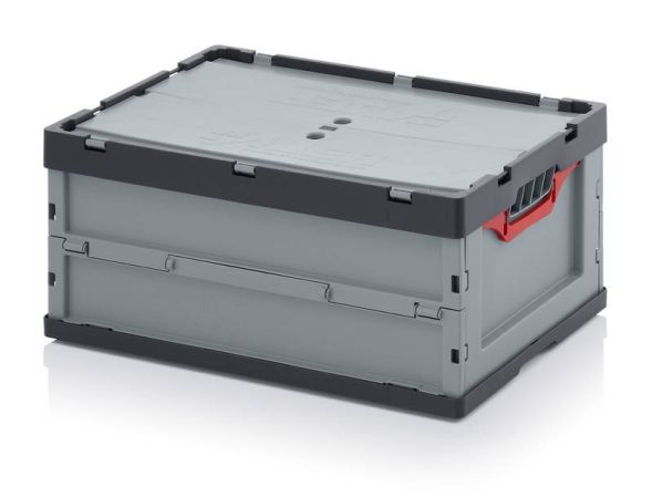 Ящик пластиковый складной с крышкой AUER FBD 64/27, 600x400x270 мм, серый [FBD 64/27]