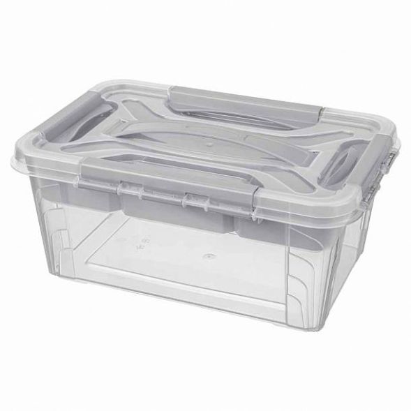 Ящик универсальный с замками и вставкой-органайзером Grand box, 4,2л, светло-серый