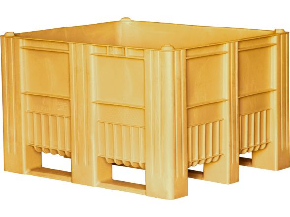 BoxPallet 1200x1000x740 мм сплошной на полозьях желтый